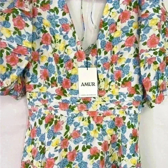 Amur Avian Puff Sleeve Floral Mini Dress in White Anemone Floral Size XL NWT - Picture 6 of 16